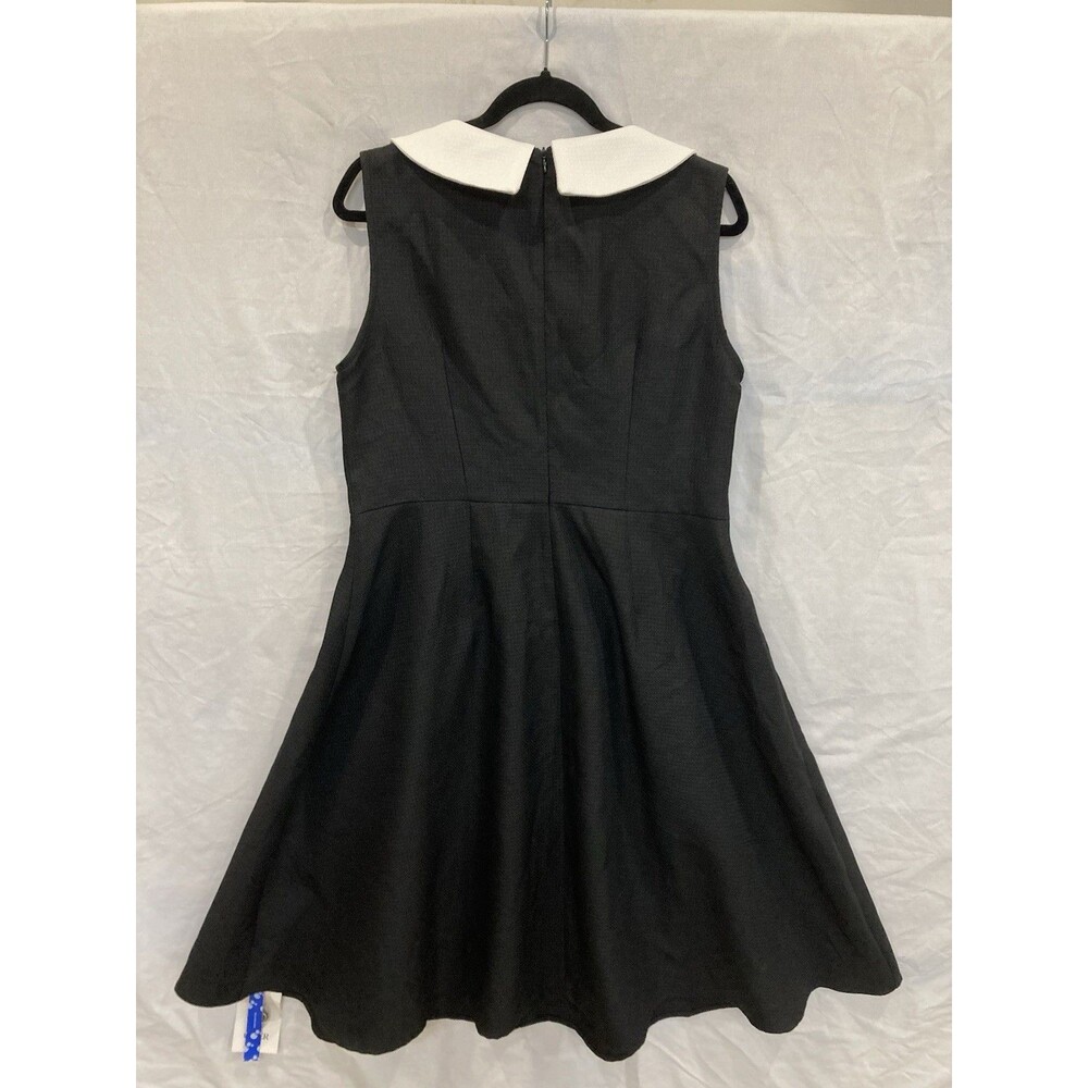 Cider Tweed White Collar Black Dress Buttons Ruffle Hem Midi Sz XL Fit And Flare - Picture 9 of 15